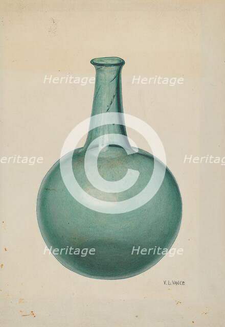 Blue-green Flask, c. 1940. Creator: V. L. Vance.