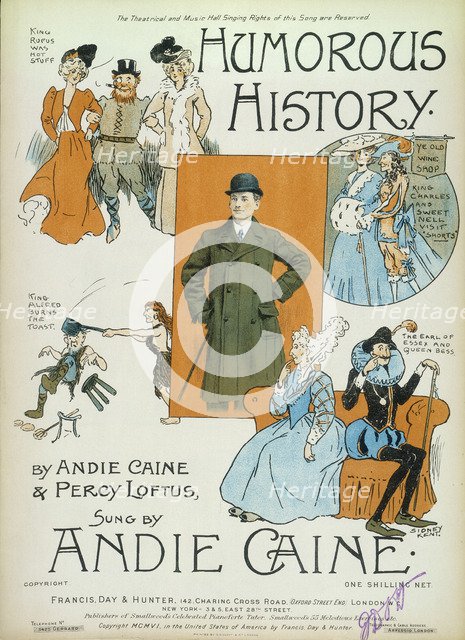 'Humorous History'; cartoons on cover of book of sheet music, 1906. Artist: Sidney Kent