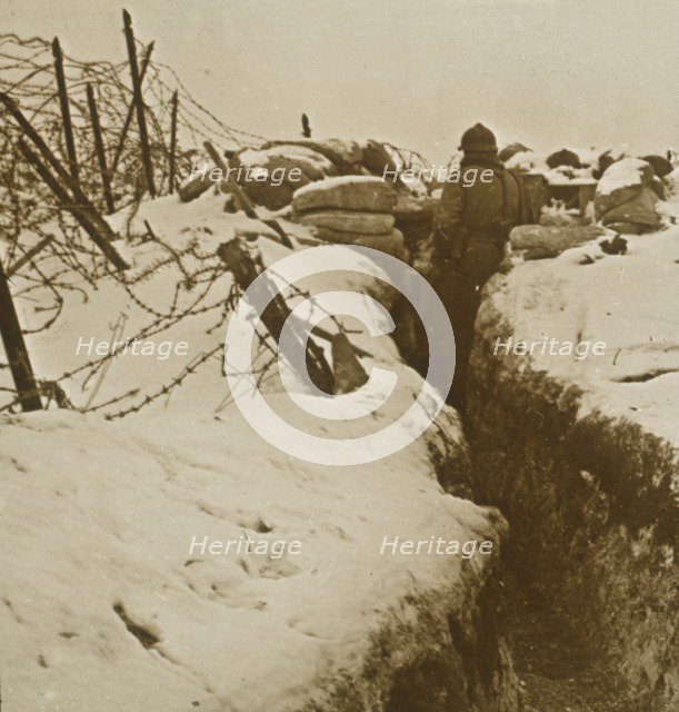 Trenches in the snow, Alsace, eastern France, c1914-c1918. Artist: Unknown.