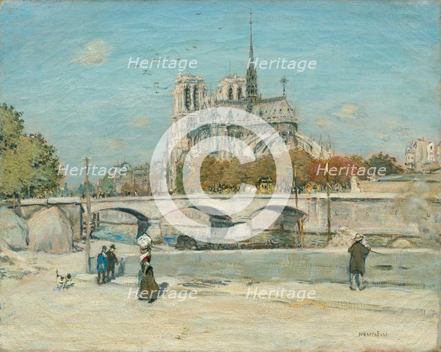 Notre Dame Seen from the Quai de la Tournelle, c. 1897/1902. Creator: Jean-François Raffaëlli (French, 1850-1924).