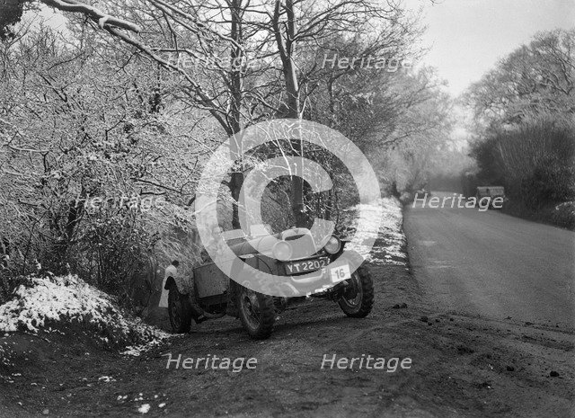 Alvis competing in a motoring trial, late 1930s. Artist: Bill Brunell.