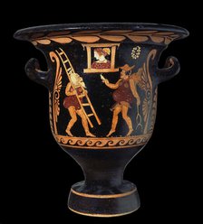 Krater from Paestum. Zeus woos Alcmene, assisted by Hermes, 350-340 B.c. Creator: Asteas, Vase painter from Paestum (active between 350 and 320 BC).