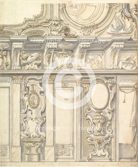 Design for Elevation for Elaborate Wall and Vault with the Savoya Arms, 1700-1780. Creator: Anon.