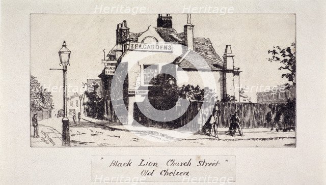 View of the Black Lion Inn, London, 1860. Artist: Walter Greaves