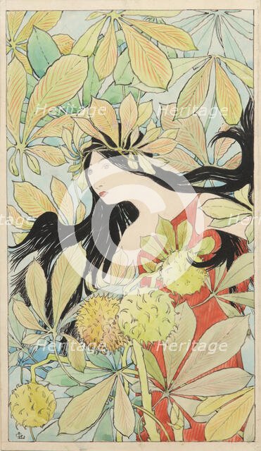 Femme aux branches de marronnier (Woman with chestnut branches), 1898. Creator: Latenay, Gaston de (1859-1943).