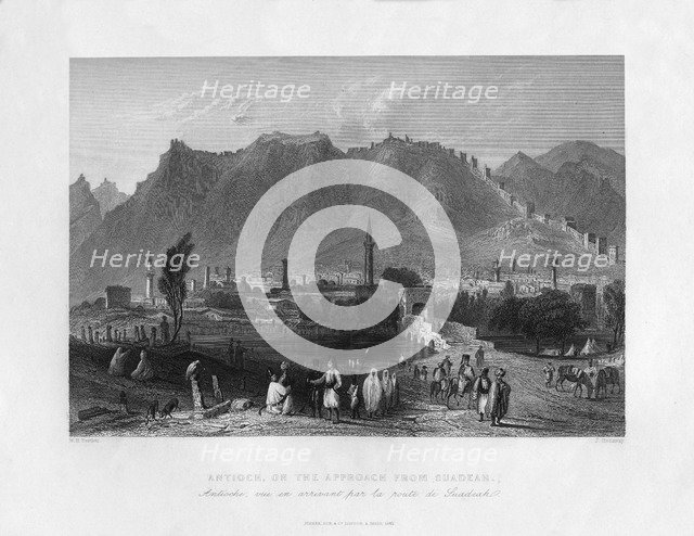 Antioch, on the approach from Suadeah, Turkey, 1841.Artist: J Redaway