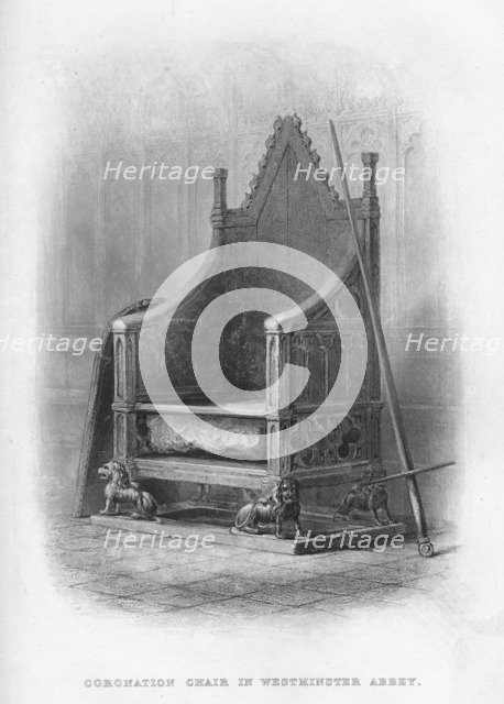 'Coronation Chair in Westminster Abbey', 1859. Artist: Unknown.