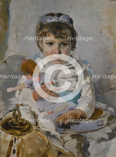Girl with a Doll, c1890.  Creator: Ignacio Pinazo Camarlench.