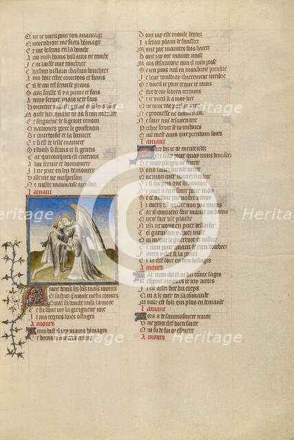 The God of Love Kissing the Lover; Roman de la Rose about 1405. Creator: Unknown.