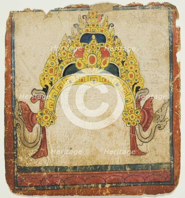 Jeweled Ritual Crown, from a Set of Initiation Cards (Tsakali), 14th/15th century. Creator: Unknown.