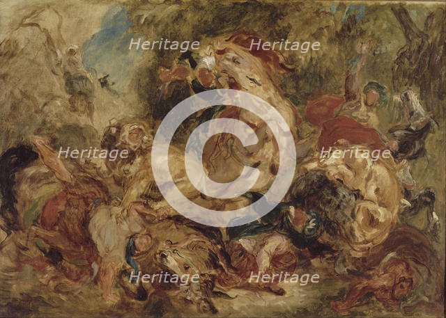 The Lion Hunt, ca 1854. Artist: Delacroix, Eugène (1798-1863)