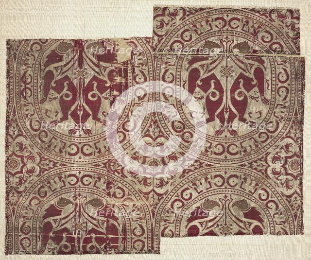 Lampas with griffins in roundels, from the Reliquary of Saint Librada in Siguenza Cathedral. Creator: Unknown.