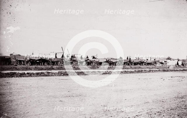 Pontoon Bridge Train, James River, 1864. Creator: Andrew Joseph Russell.