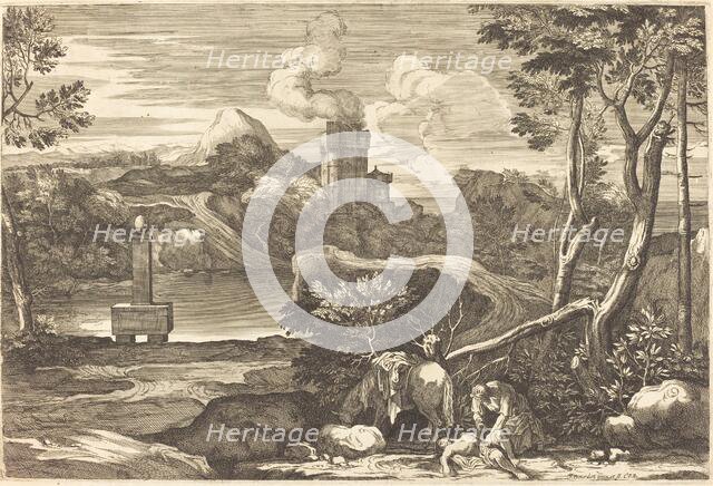 The Samaritan Pours Oil and Wine in the Wounds of a Man Left for Dead. Creator: Sébastien Bourdon.