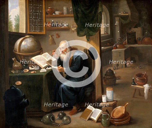 An alchemist in his laboratory, c1680s. Creator: Teniers, David, 1610-1690 (Follower of).