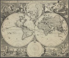 Orbis terrarum nova et accuratissima tabula, ca 1690. Artist: Visscher, Nicolaes (1618-1679)