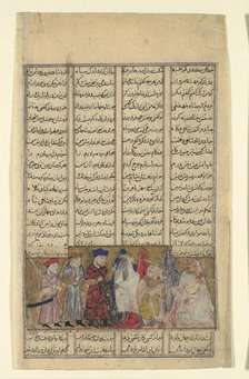 Iskandar in the Presence of the Brahmins, Folio from a Shahnama..., ca. 1330-40. Creator: Unknown.