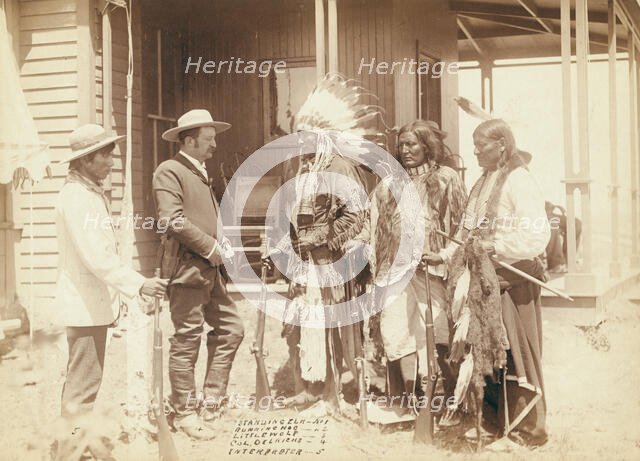 The Interview Standing Elk, No 1; Running Hog, No 2; Little Wolf, No 3..., between 1887 and 92. Creator: John C. H. Grabill.