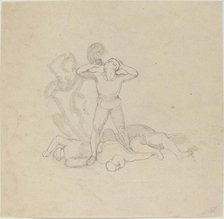 Figure Standing over Corpses, Blowing a Horn, in or after 1795. Creator: John Flaxman.
