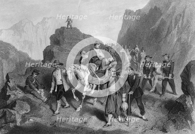 Removal of wounded soldiers from the field of battle, Crimean War, (1857). Artist: G Greatbach