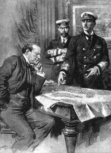 Winston Churchill, Charles Madden and Sir John Jellicoe, First World War, 1914. Artist: Unknown