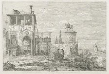 Views: The Equestrian Monument, 1735-1746. Creator: Antonio Canaletto (Italian, 1697-1768).