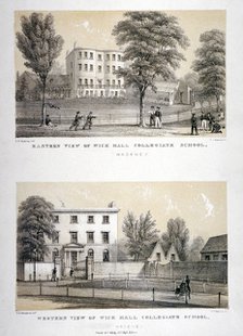Two views of Wick Hall Collegiate School, Hackney, London, c1830.                             Artist: TJ Rawlins