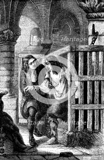 Centenary of John Howard, Prison Reformer: deliverance of prisoner shut up for life in cage, (1890). Creator: Unknown.