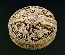Casket lid with huntsmen and animals, 998-999. Artist: Unknown.