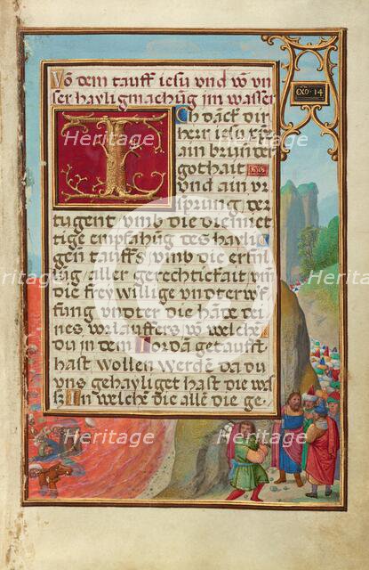 Border with the Crossing of the Red Sea, about 1525-1530. Creator: Simon Bening.