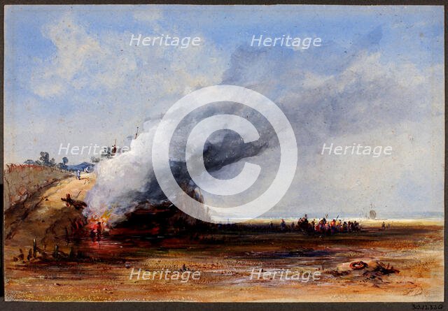 Burning of an Old Boat, 19th century. Creator: Francis Danby.