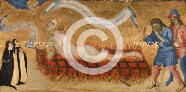 Martyrdom of Saint Lawrence, with Two Benedictine Nuns, c.1425. Creator: Jacobello del Fiore.