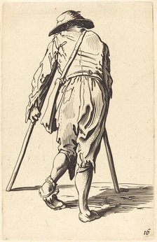 Beggar with Crutches and Hat, Back View. Creator: Unknown.