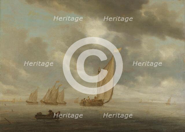 Sailing vessels on a inland body of water, 1630-1670. Creator: Salomon Ruysdael.