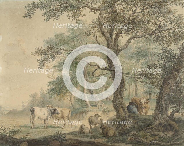 Landscape with two shepherds with cattle, 1797. Creator: Pieter Gerardus van Os.
