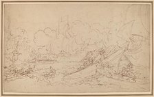 Study for The Battle of La Hogue [recto], 1778. Creator: Benjamin West.
