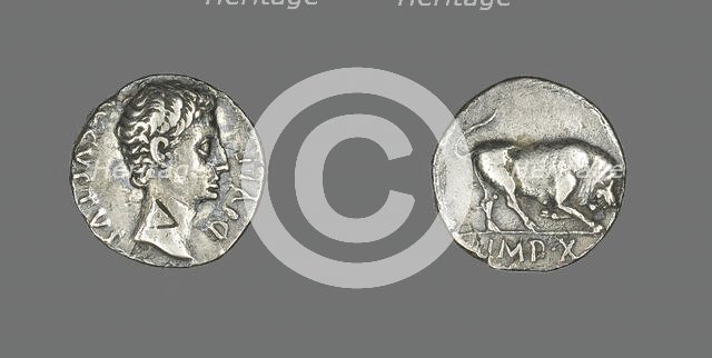 Denarius (Coin) Portraying Emperor Augustus, 15-13 BCE. Creator: Unknown.