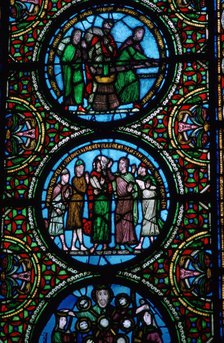 Detail of a stained glass window in St Denis, France, 12th century. Artist: Unknown