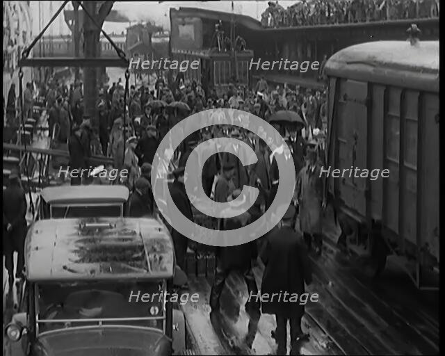 Mohandas K Gandhi (Mahatma) Walking Along the Docks, 1931. Creator: British Pathe Ltd.