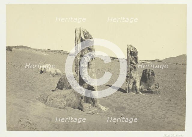 Colossi and Sphynx at Wady Saboua, Nubia, 1857. Creator: Francis Frith.