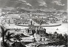 Mexico City at the time of the Spanish conquest in 1520, engraving, 1865.