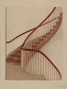 Shaker Spiral Staircase, c. 1938. Creator: George V. Vezolles.