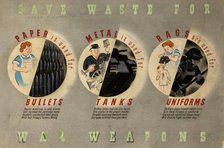 'Save waste for war weapons', World War II poster, between 1939 and 1946. Creator: Central Office of Information.
