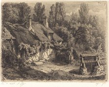 La chaumière au puits (Cottage with Well), published 1849. Creator: Eugene Blery.