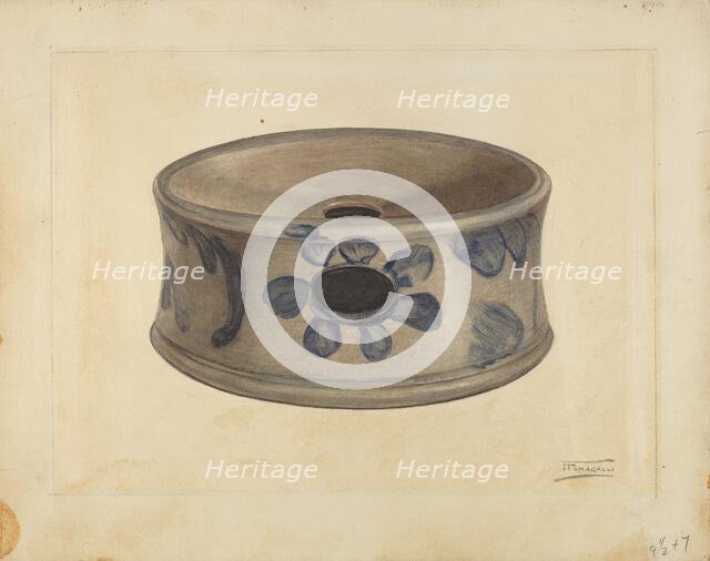 Grey Stoneware Cuspidor, 1935/1942. Creator: Frank Fumagalli.