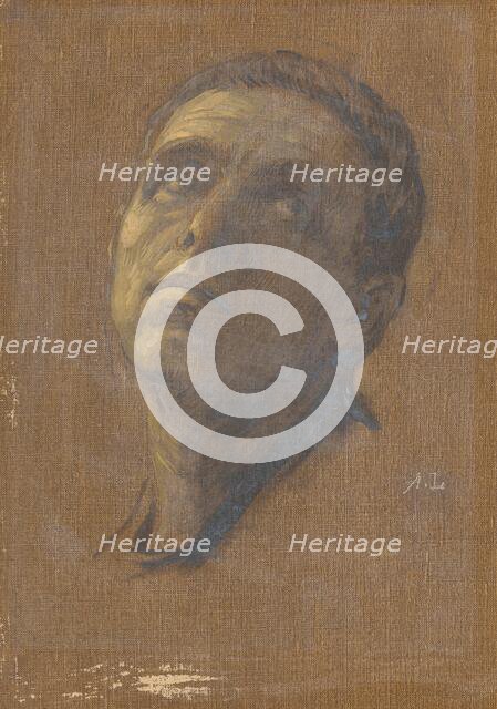 Head of a Man with Upturned Eyes, late 19th-early 20th century. Creator: Alphonse Legros.