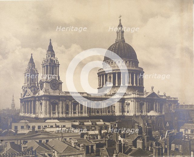South west view of St Paul's Cathedral, City of London, across the roof tops, c1895. Artist: Anon