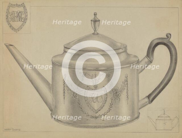 Silver Teapot, c. 1936. Creator: Hester Duany.