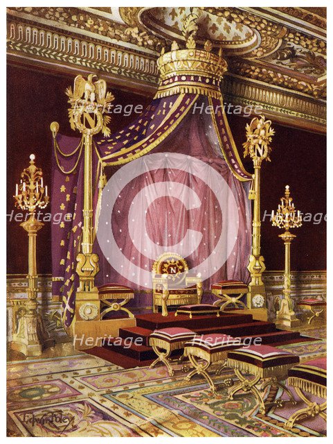 Throne room in the Palace of Fontainebleau, France, 1911-1912.Artist: Edwin Foley