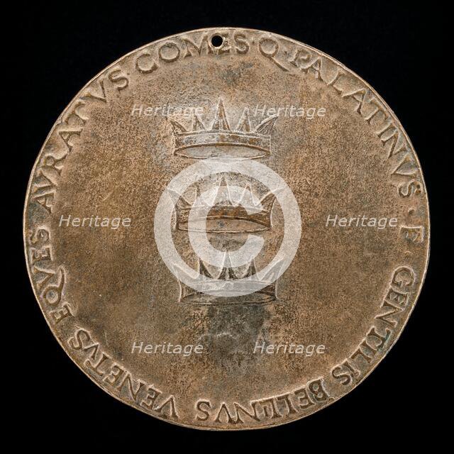 Three Crowns: Constantinople, Iconium, and Trebizond [reverse], c. 1480. Creator: Gentile Bellini.